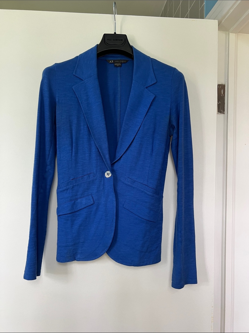 A/X Armani Exchange Women's Cobalt Blue Single-Button Blazer